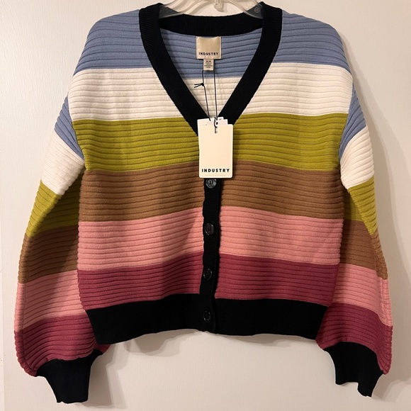 Industry Republic Clothing Sweaters - INDUSTRY REPUBLIC CLOTHING OTTOMAN COLORBLOCK CARDIGAN IN PINK MULTI ✨